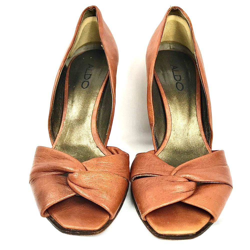 ALDO Women’s Shoes, Twist Toe Heels, Brown, Sz 6